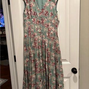 Lucky Brand Floral Maxi Dress in Green and Pink